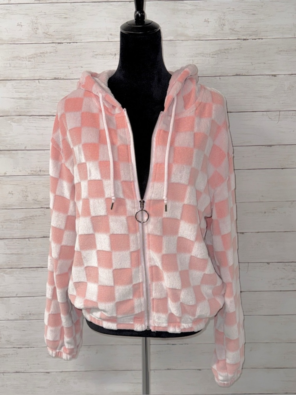 NEW! Angel Cult Checkered Plush Zip Up